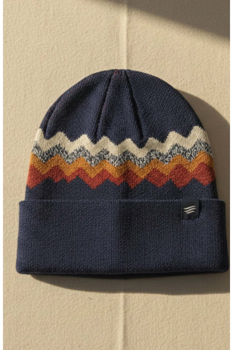 The Merino Wool Mountain Scape Knit Beanie, Alternate, color, Midnight Navy