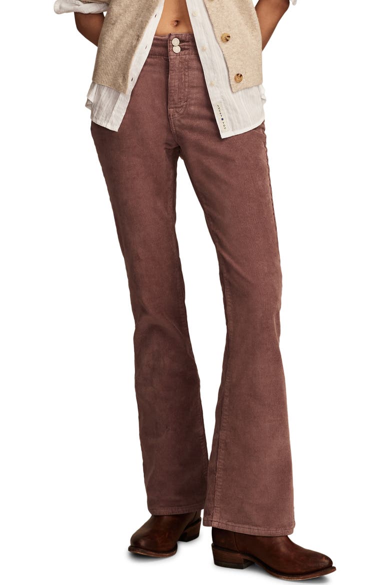 Stevie Seamed High Waist Corduroy Flare Pants, Main, color, HUCKLEBERRY