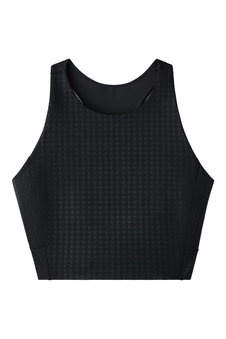 Revive Longline Sports Bra, Alternate, color, PURE BLACK HOUNDSTOOTH