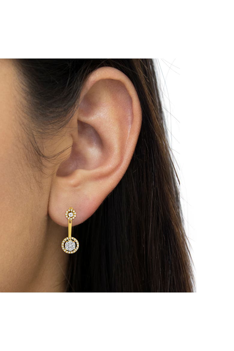 14K Yellow Gold Plated Silver 5/8 Ct Diamond Removable Stud and Dangle Earrings, Alternate, color, Yellow