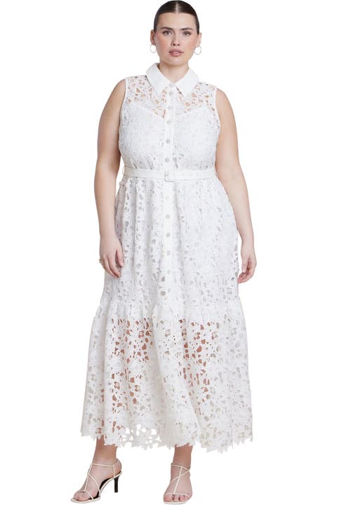 Lace Dress With Buttons & Collar (Plus)