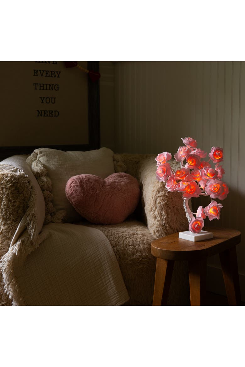 2-ft Pre-Lit Artificial Valentine's Day Twig Tree with 24 Rose Shaped LED Lights, Alternate, color, Pink