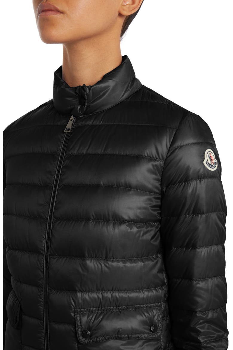 Lans Channel Quilted Down Moto Jacket, Alternate, color, BLACK