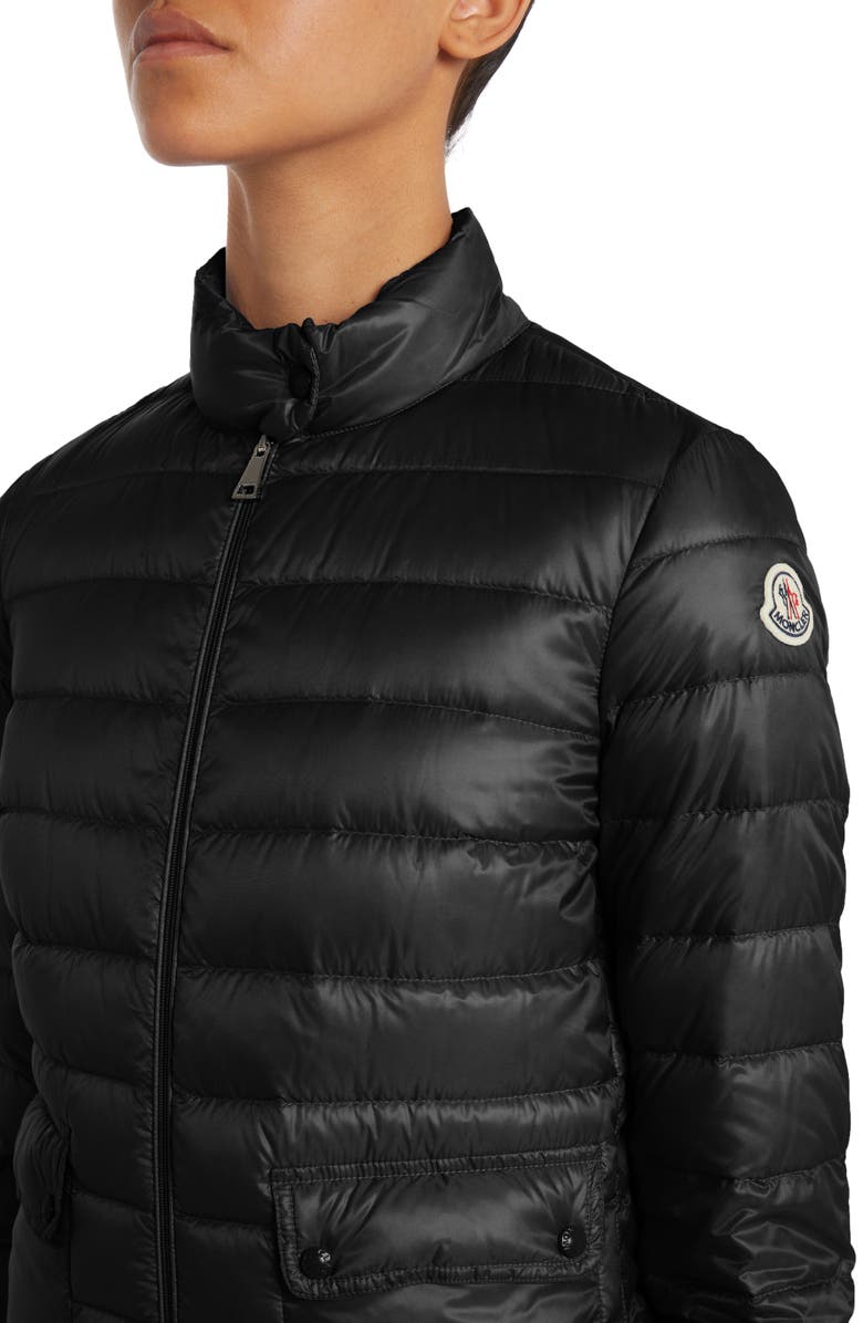 Moncler Lans Channel Quilted Down Moto Jacket, Alternate, color, 