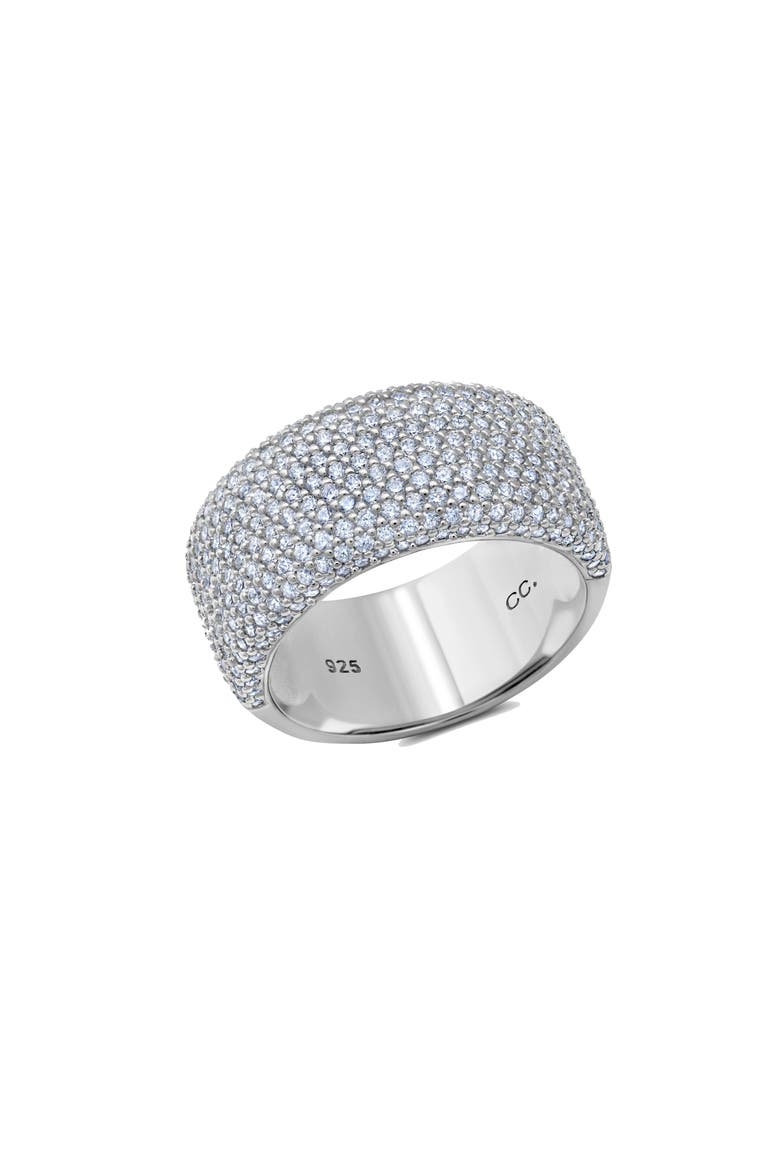 Half Eternity Cubic Zirconia Pavé Ring, Main, color, NO COLOR