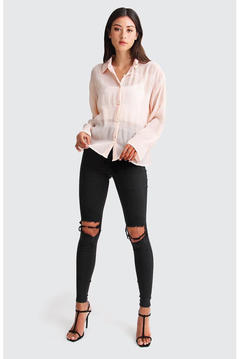 Yoko Shirred Chiffon Blouse, Alternate, color, Blush