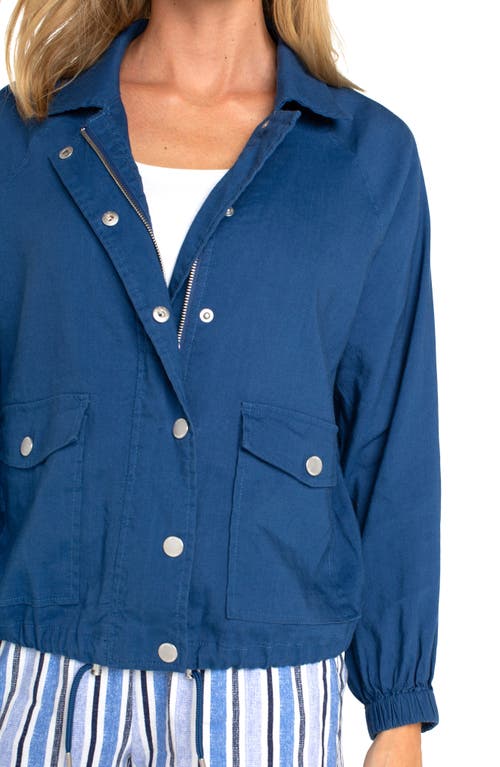 Liverpool Los Angeles Raglan Sleeve Linen Blend Jacket In Goddess Blue