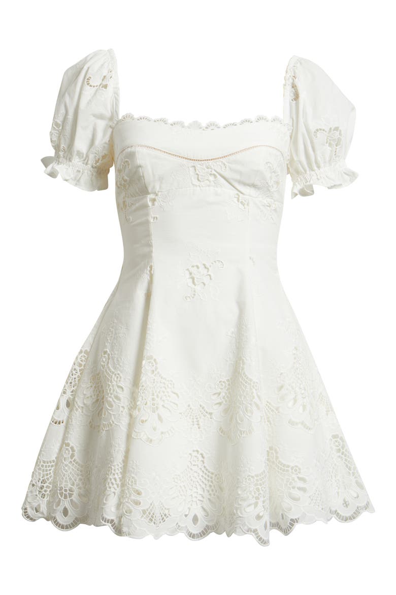 Lavina Cotton Broderie A-Line Dress, Alternate, color, WHITE