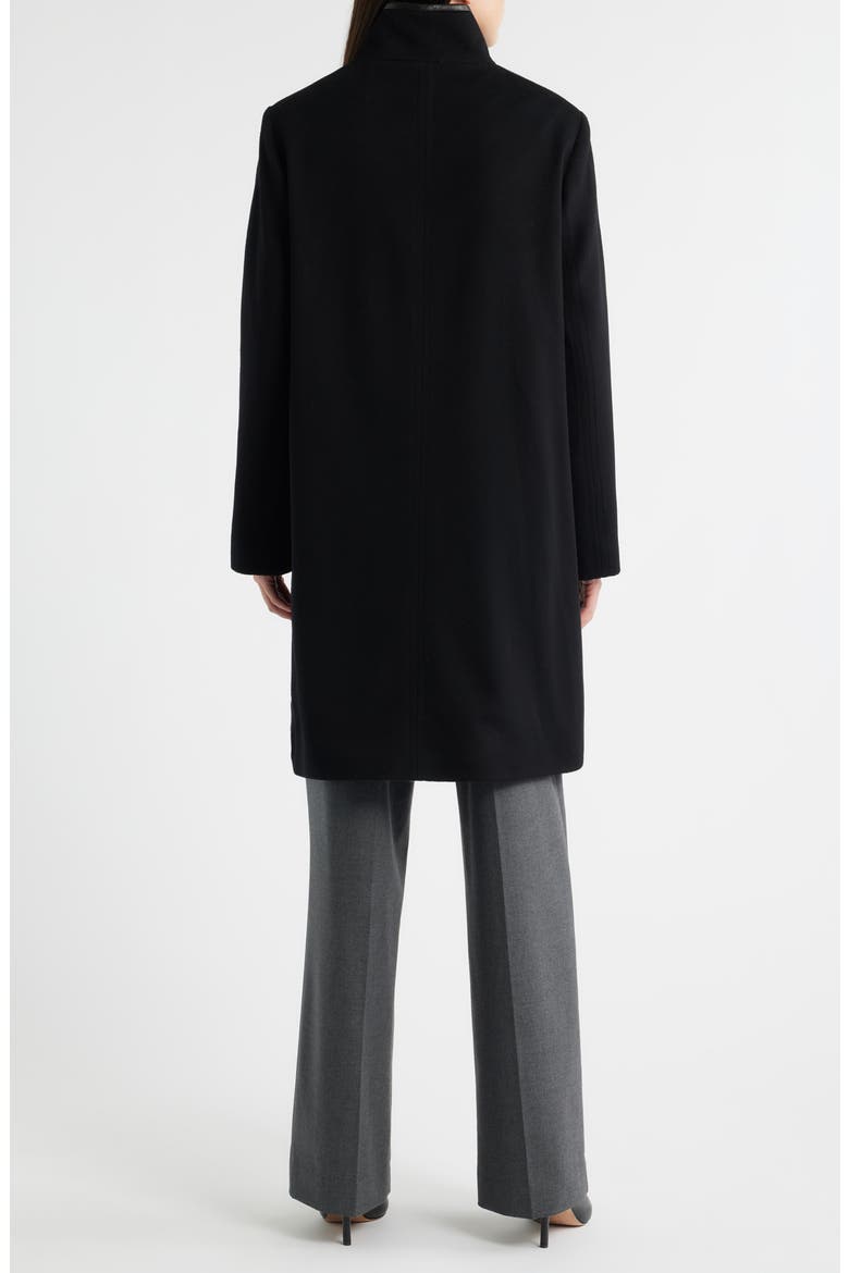 Jagger Wool Coat with Leather Trim, Alternate, color, BLACK