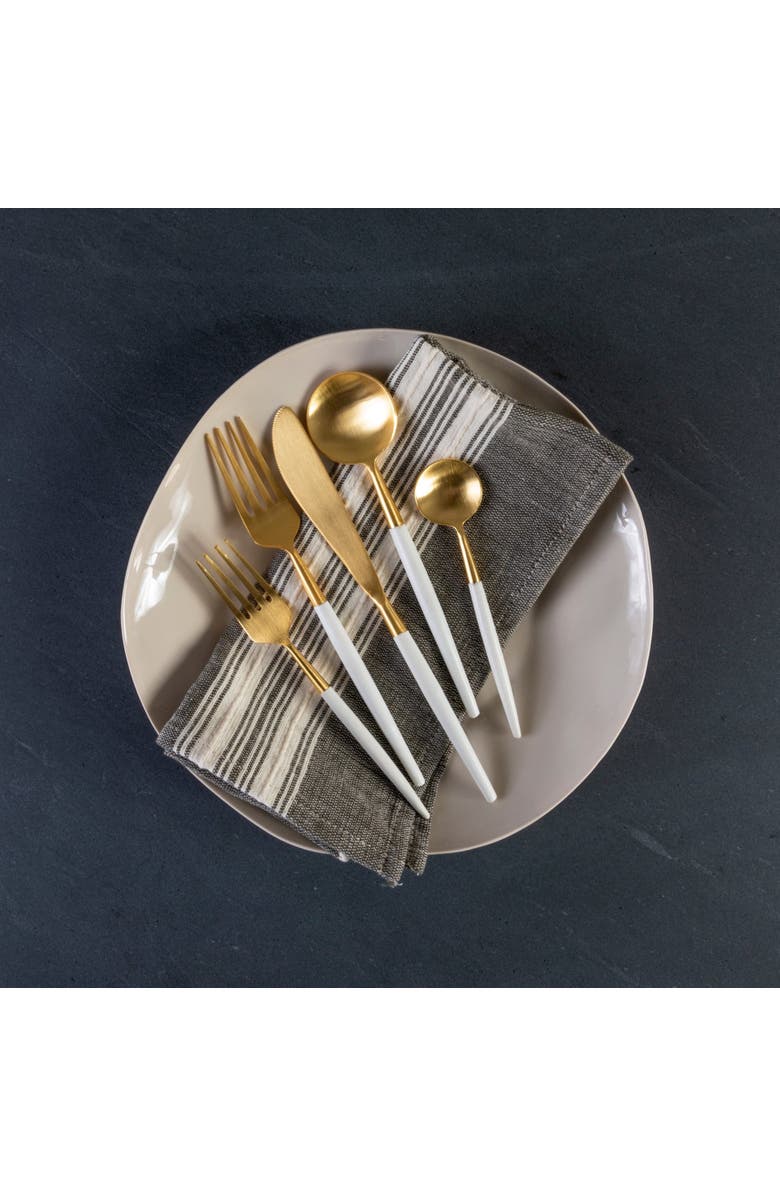 Be Home White and Gold Flatware Set, Alternate, color, White