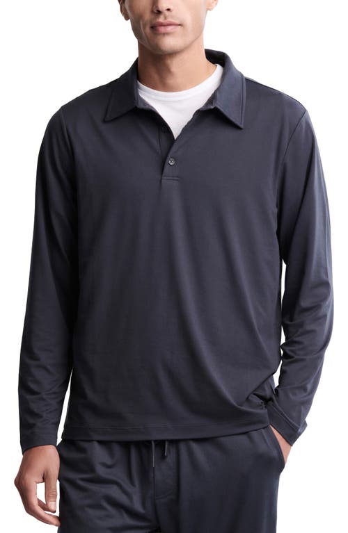 Barefoot Dreams Malibu Collection® Butterchic Long Sleeve Polo In Blue