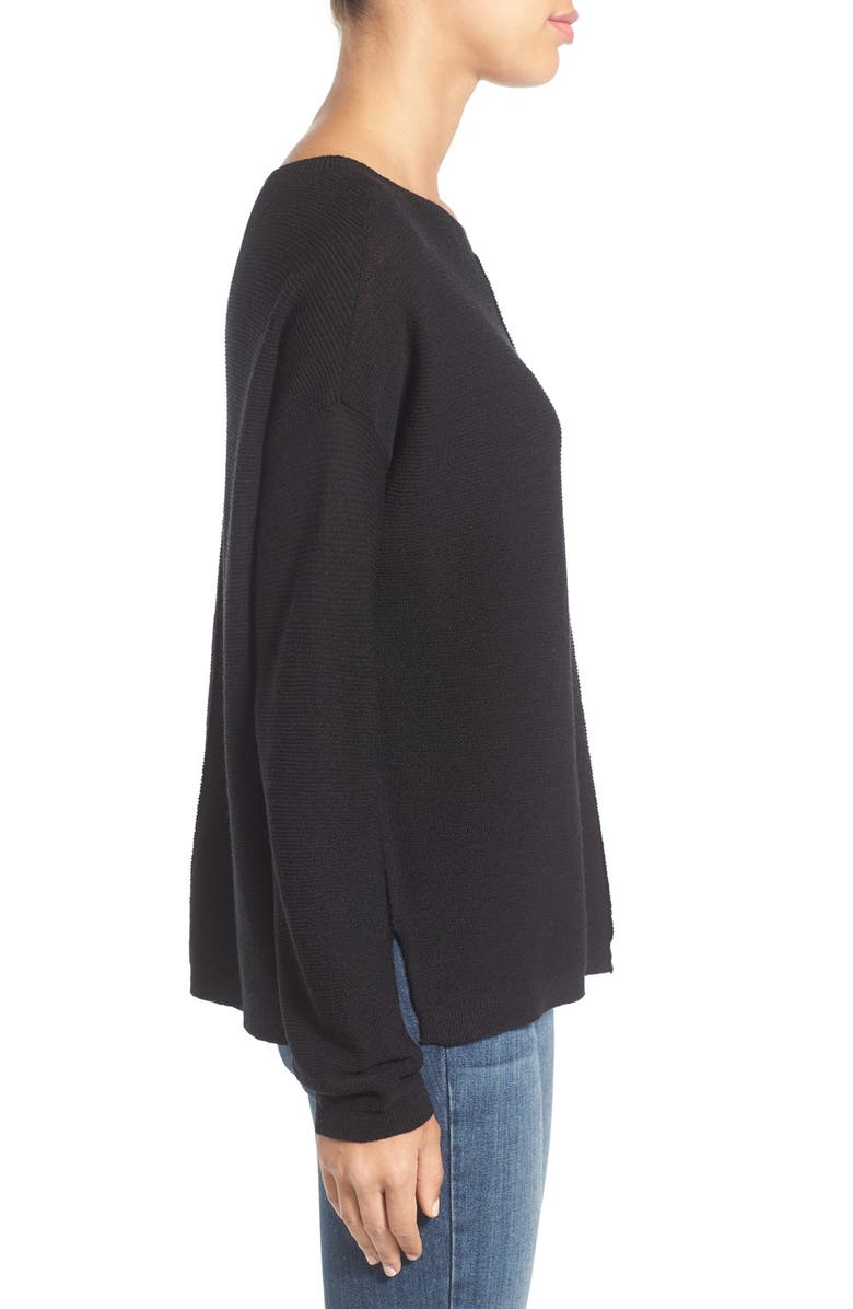 Eileen Fisher Ribbed Merino Bateau Neck Boxy Sweater, Alternate, color,