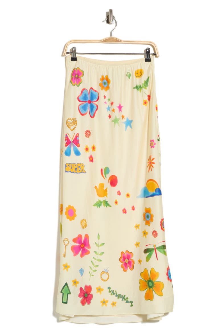 The Slip Through Your Fingers Satin Bias Skirt, Alternate, color, MYSTICAL GARDEN