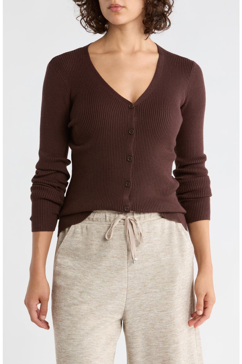 V-Neck Cardigan V-Neck Cardigan, Main, color, DARK BROWN