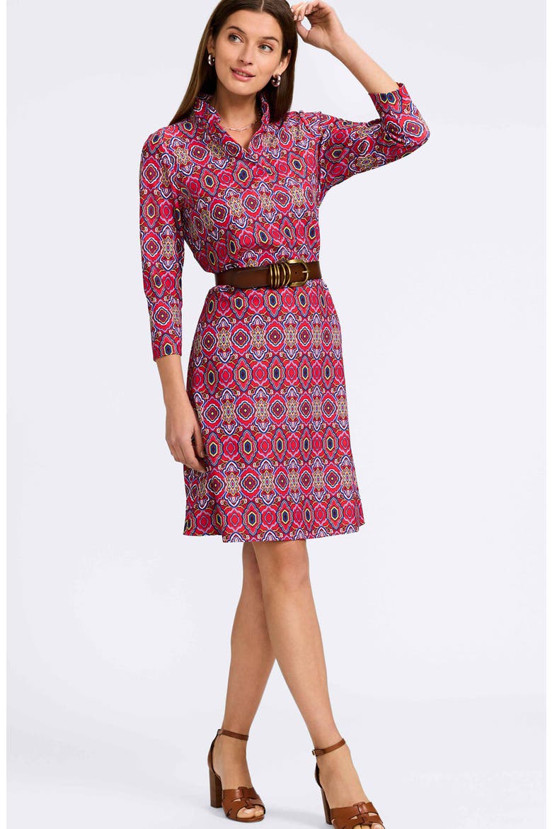 Tammy Tile Print Collared Dress, Alternate, color, RED/ MULTI