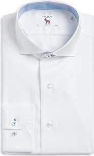 Lorenzo Uomo Trim Fit Solid White Textured Cotton Dress Shirt