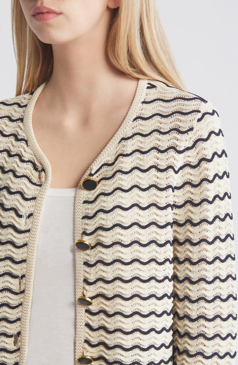 rag & bone Elisa Stripe Cardigan, Alternate, color, Turtledove