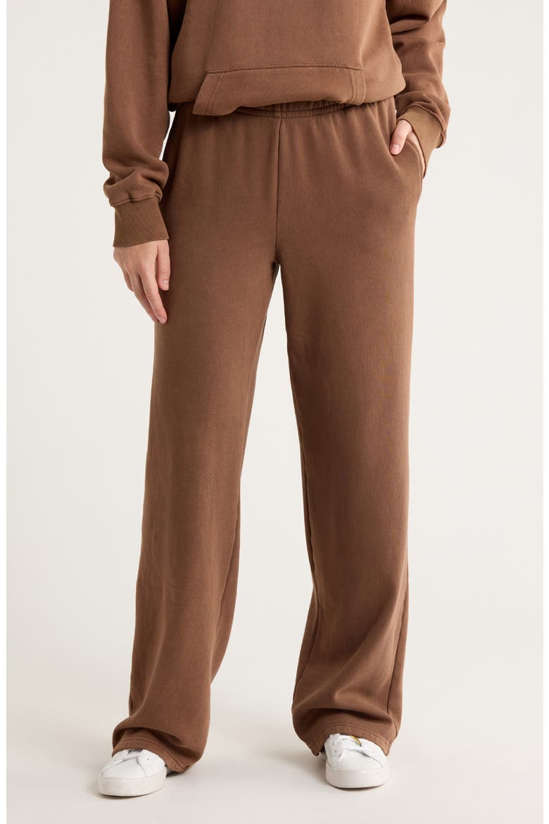 Baggy Cotton Blend Fleece Sweatpants, Main, color, BROWN