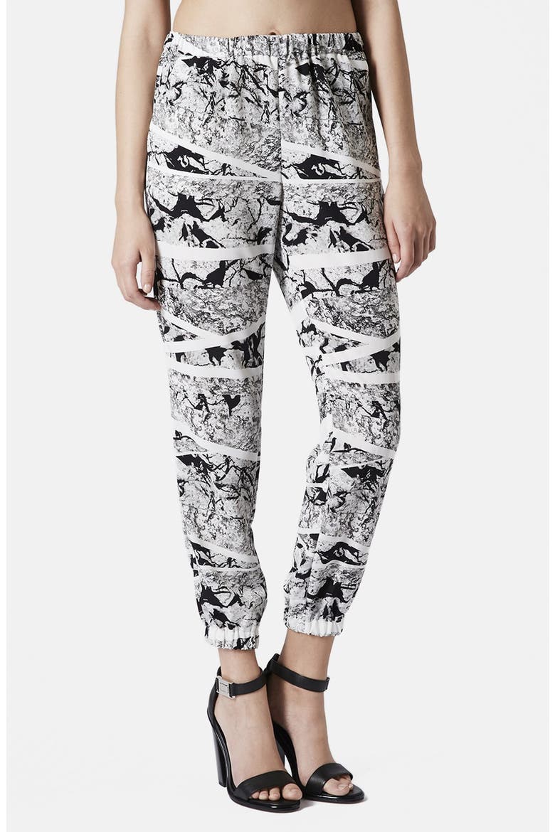 Marble Print Track Pants, Main, color, GREY
