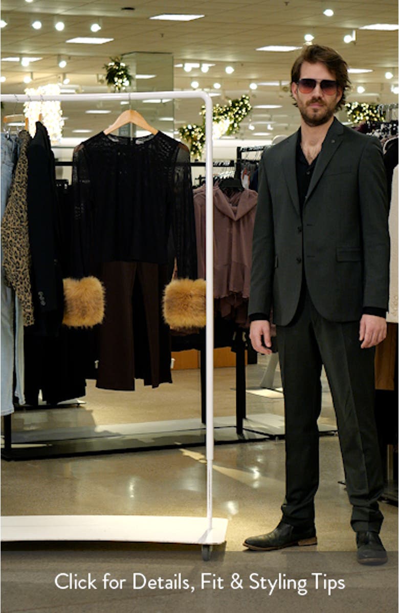 Delaina Faux Fur Cuff Mesh Crop Top, sales video thumbnail