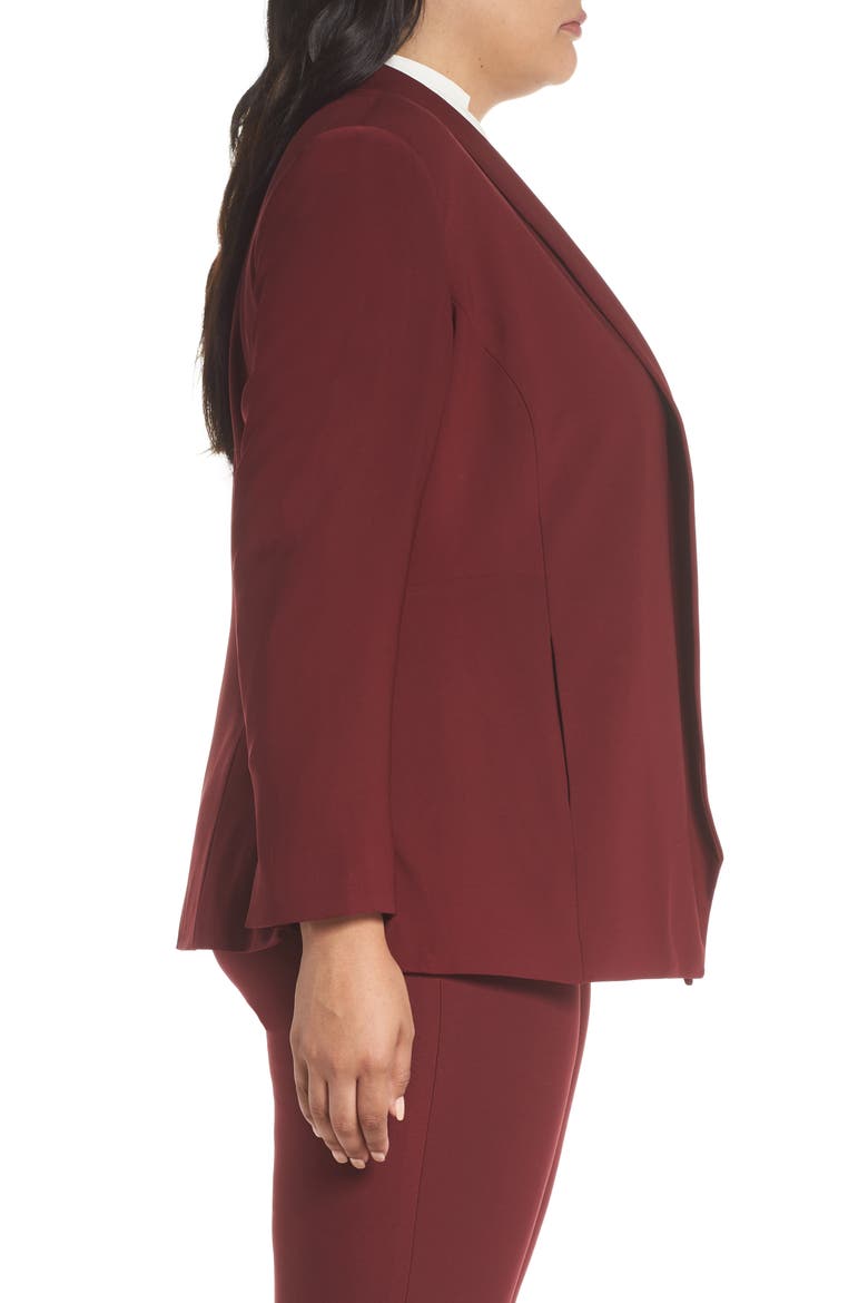 Open Front Sateen Blazer, Alternate, color, RED TANNIN