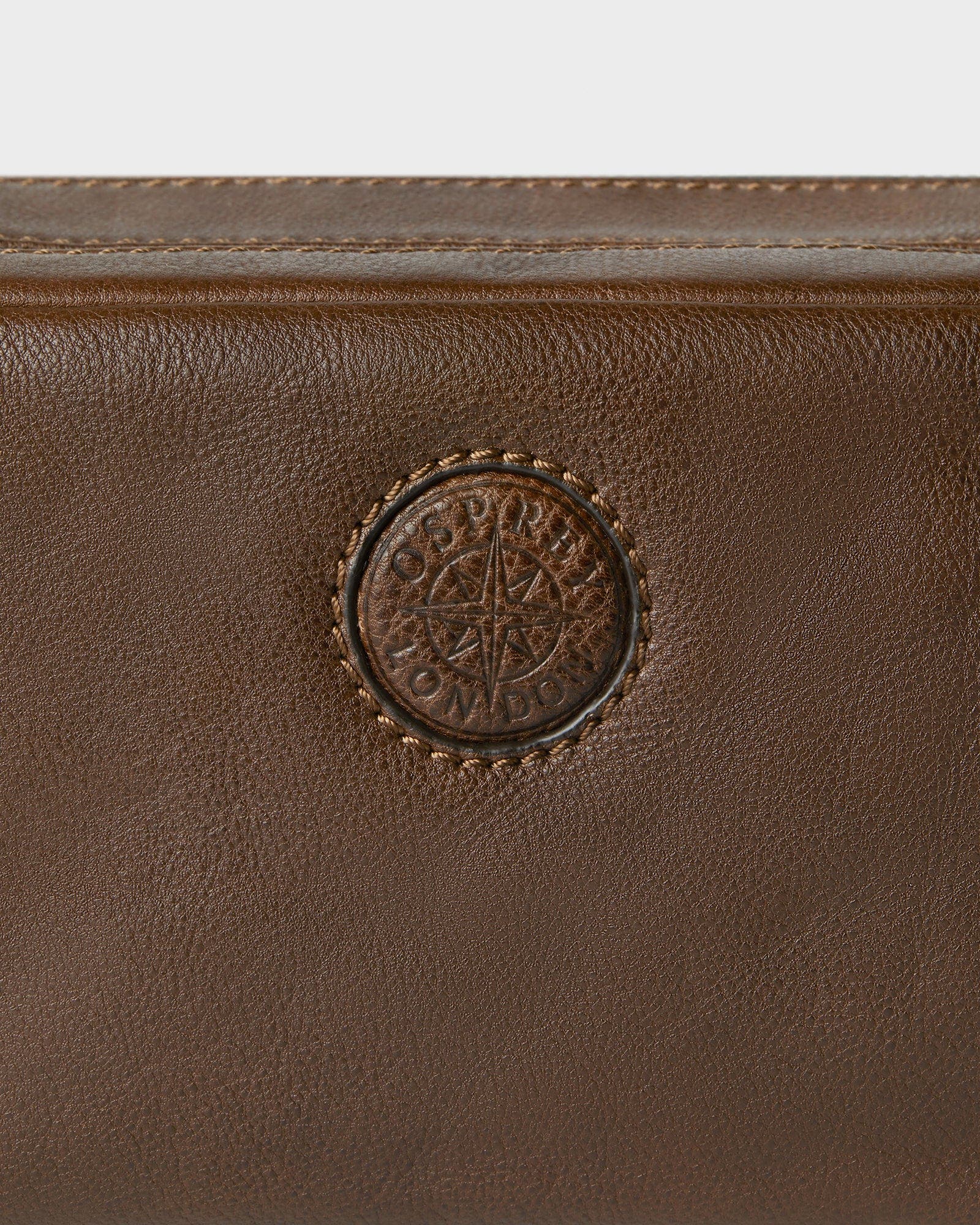 Osprey London The Compass Leather Washbag, Alternate, color, Tan