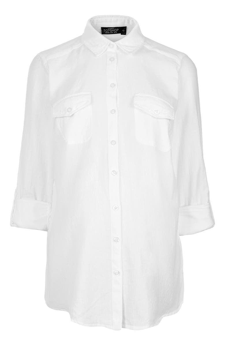 Topshop Chambray Maternity Shirt, Alternate, color, 