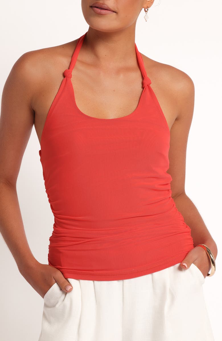 Petal & Pup Boston Ruched Mesh Halter Top, Alternate, color, Coral