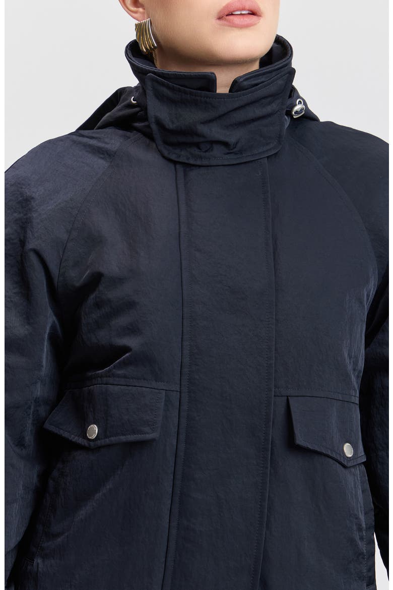 Water Resistant Oversized Rain Bomber Jacket, Alternate, color, NAVY/ RED MULTI
