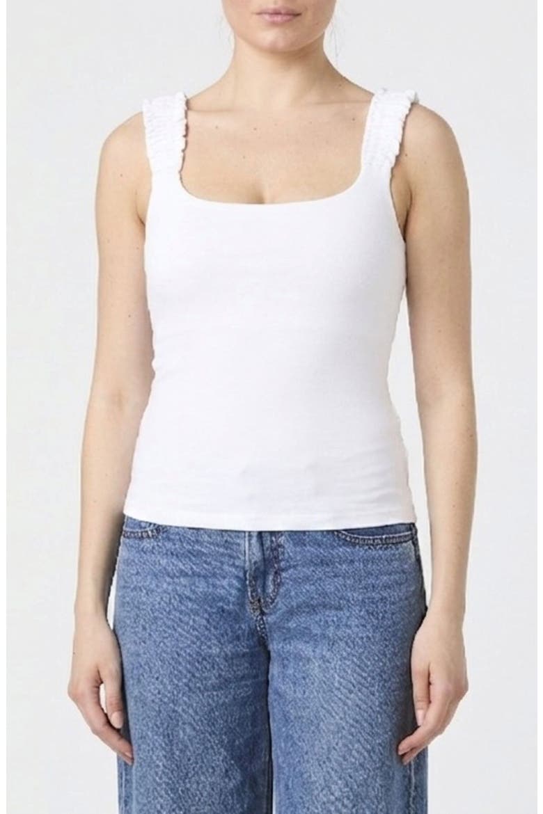 Rallie Ruched Strap Tank, Main, color, WHITE