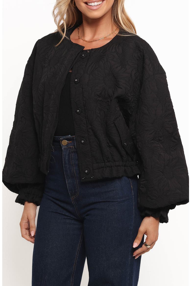 Yuki Flower Embroidered Jacket, Main, color, BLACK