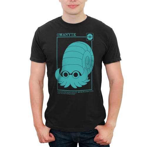 Pokémon Pokemon Omanyte Rock Water Type Card Graphic T-shirt In Black