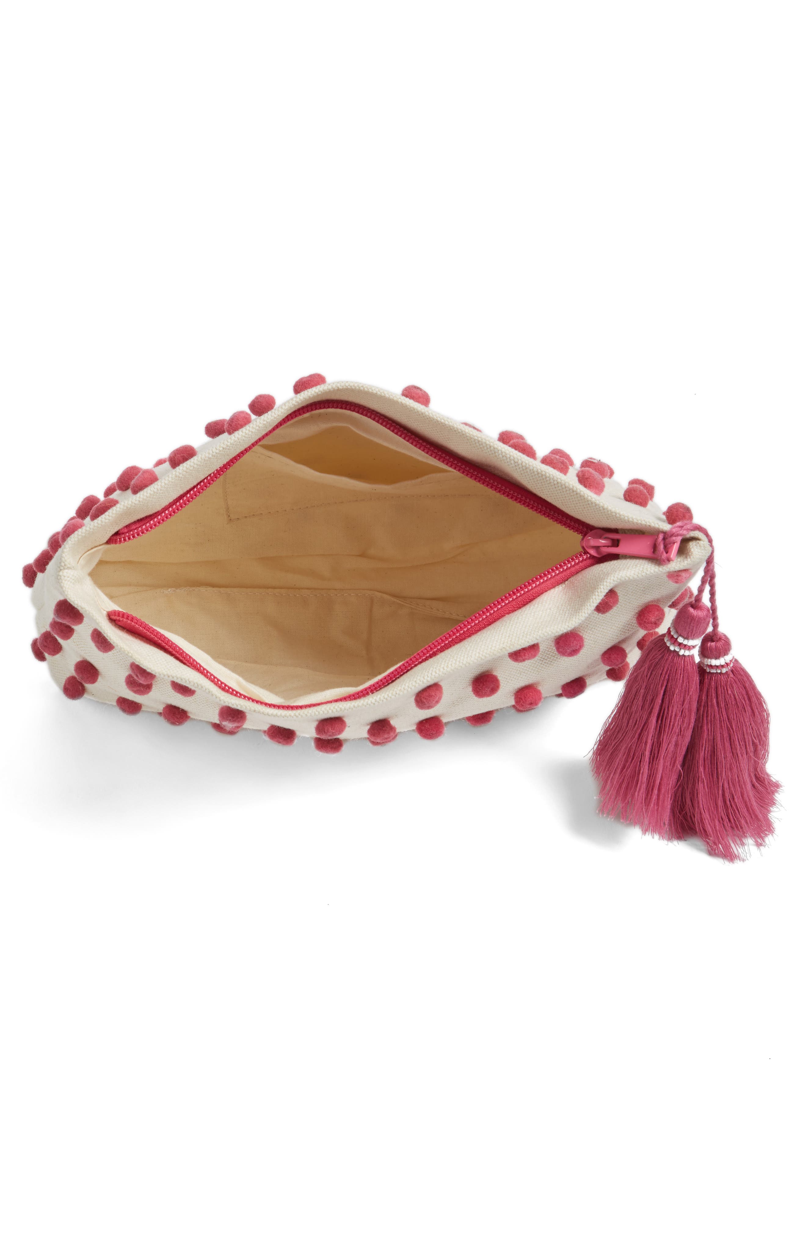 Ava Pompom Pouchette, Alternate, color, PINK