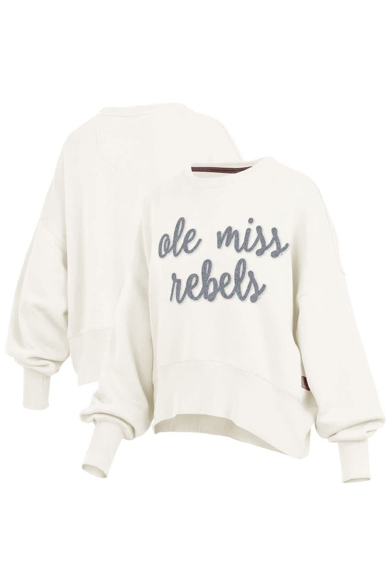 Women's Pressbox Cream Ole Miss Rebels Chelsea Oversized Pullover Sweatshirt, Main, color, Cream