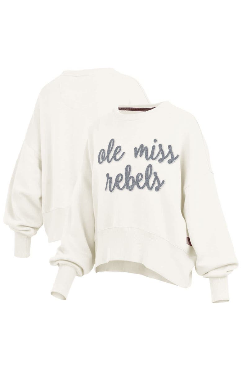 PRESSBOX Women's Pressbox Cream Ole Miss Rebels Chelsea Oversized Pullover Sweatshirt, Main, color, 
