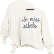 PRESSBOX Women's Pressbox Cream Ole Miss Rebels Chelsea Oversized Pullover Sweatshirt