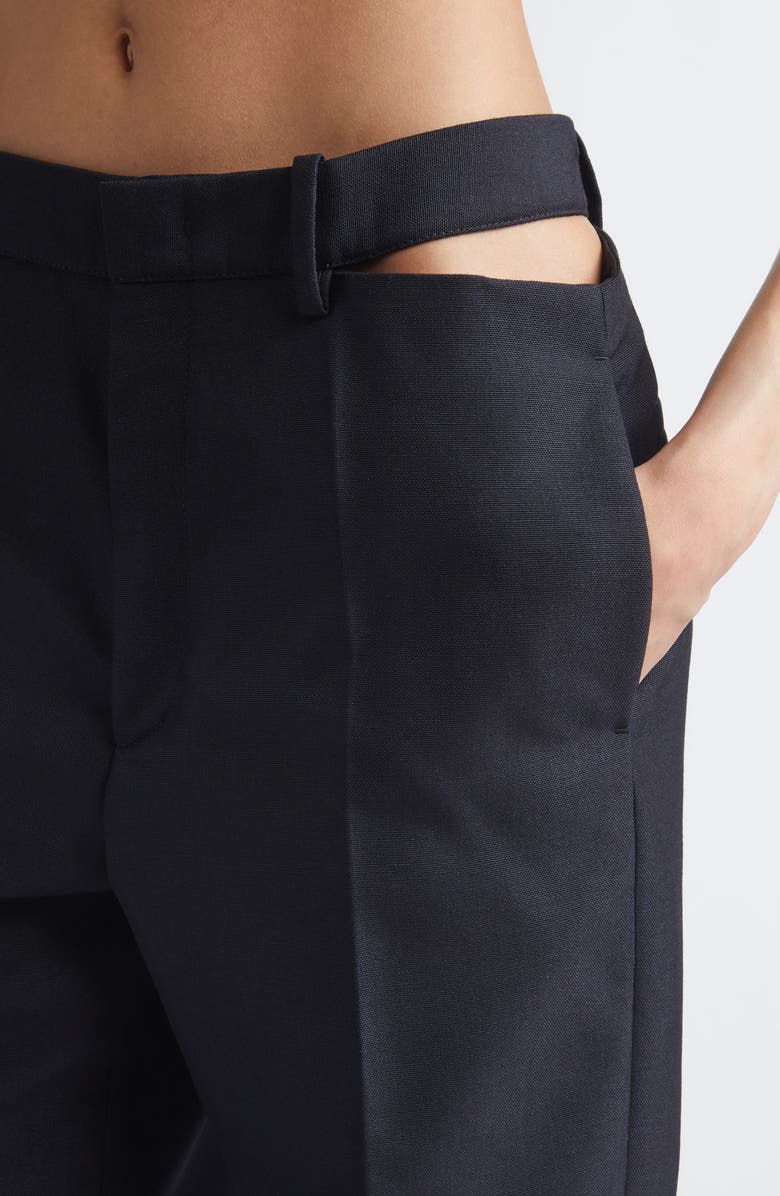 Jil Sander Slashed Waist Wool & Mohair Straight Leg Pants, Alternate, color, Midnight