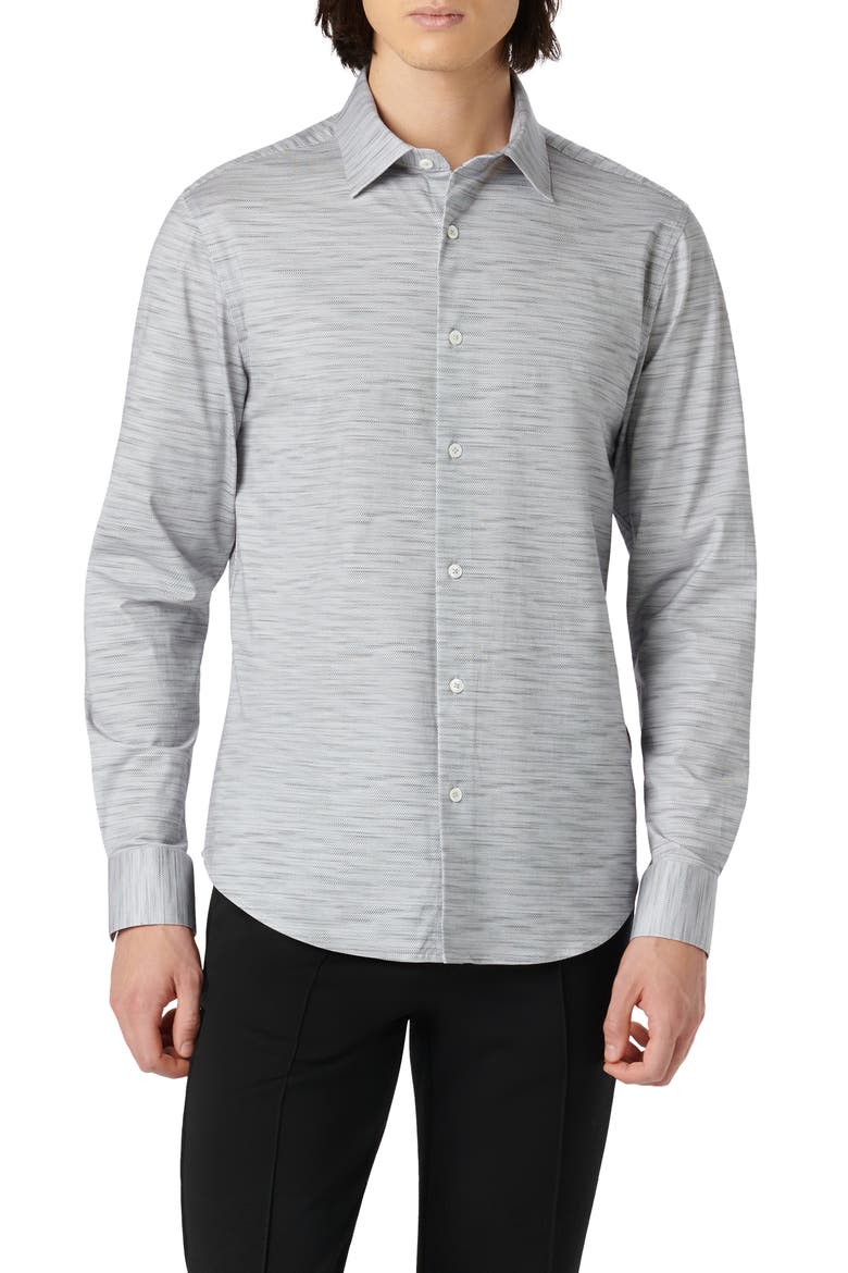 James OoohCotton® Mélange Print Button-Up Shirt, Main, color, ZINC
