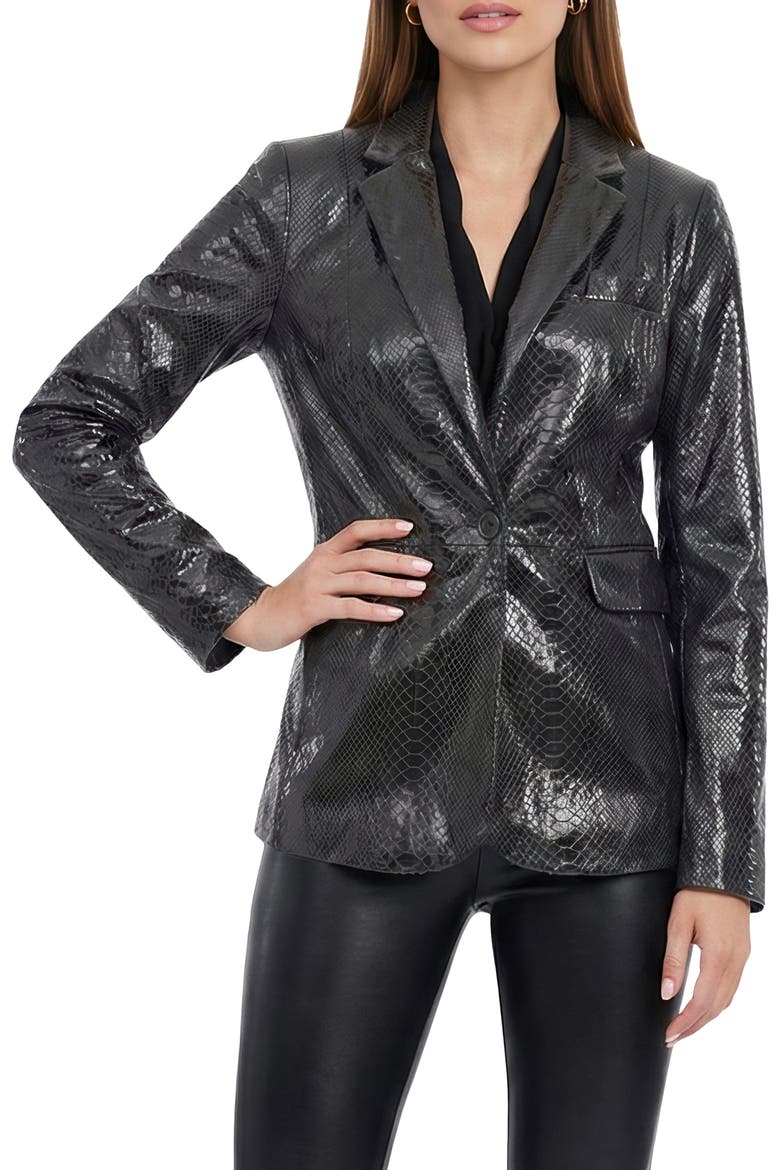 Genuine Metis Suede Pythn Printed Single Breasted Blazer, Alternate, color, ANTHRACITE