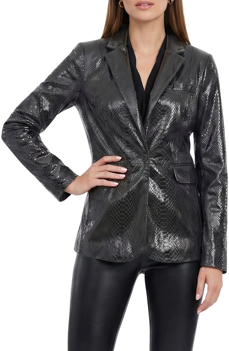 GORSKI Genuine Metis Suede Pythn Printed Single Breasted Blazer, Alternate, color, Anthracite