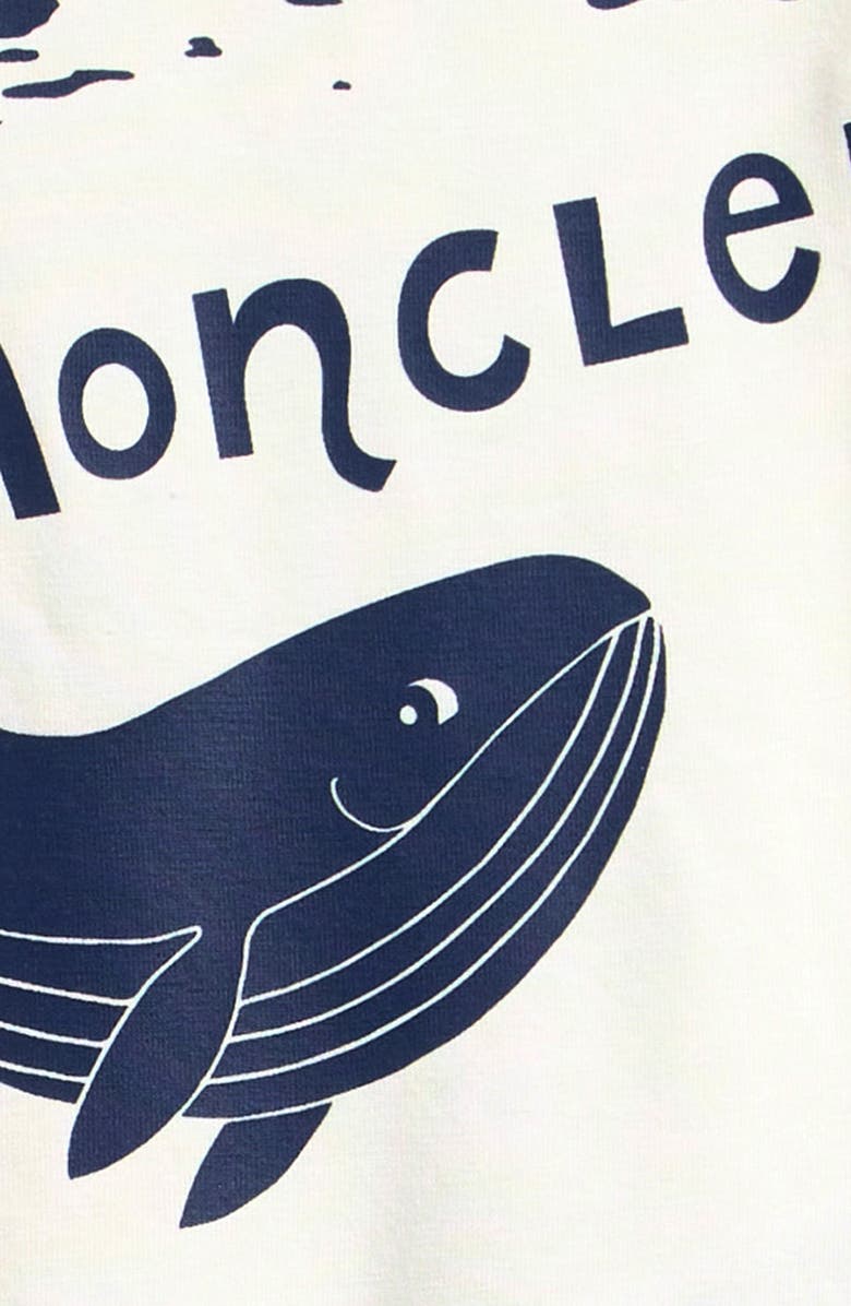 Moncler Whale Logo Graphic Romper, Alternate, color, Natural