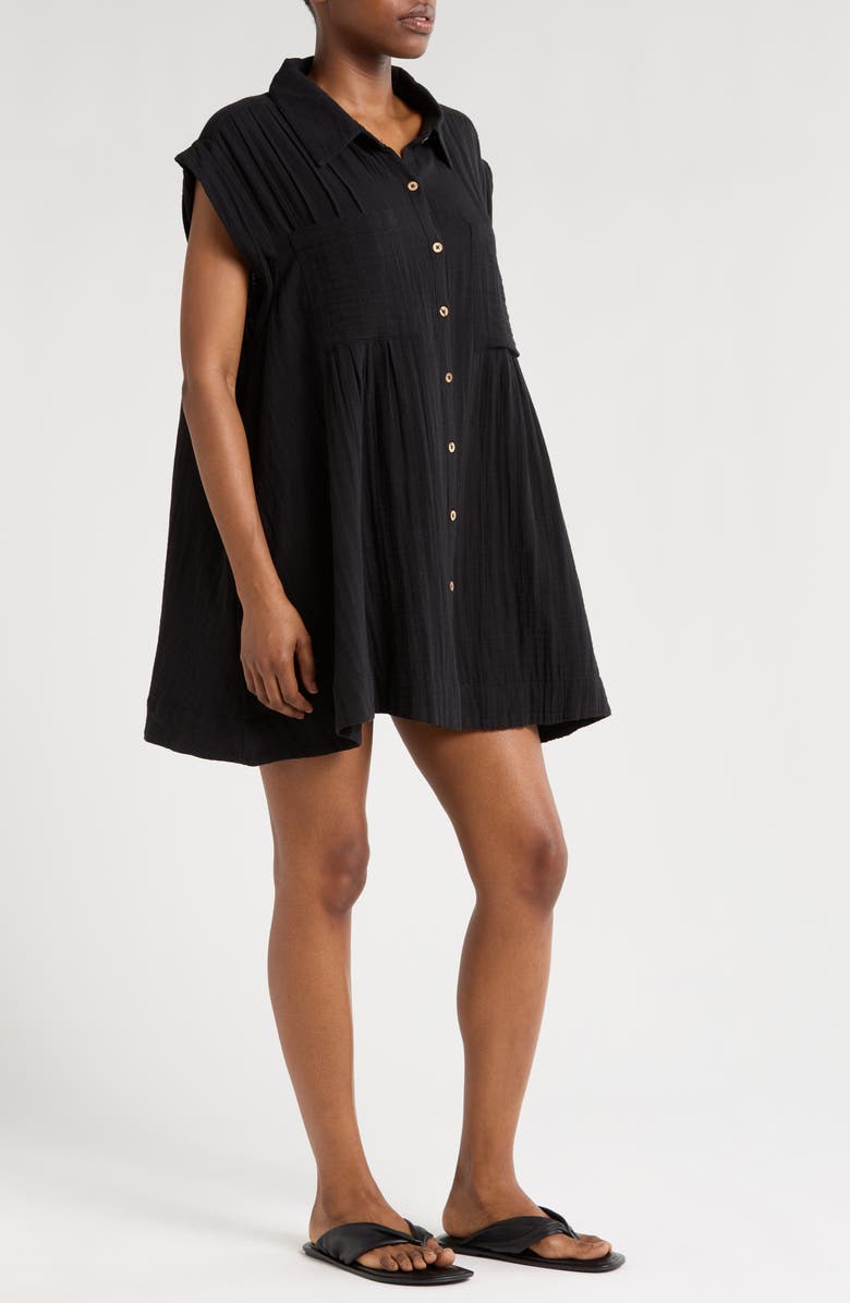 Elan Button-Up Cover-Up Minidress, Alternate, color, 