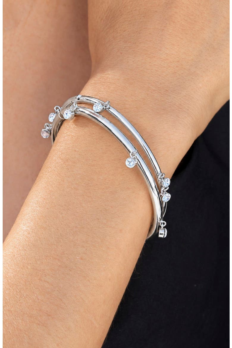 Bezel Duo Bangle Set, Alternate, color, WHITE