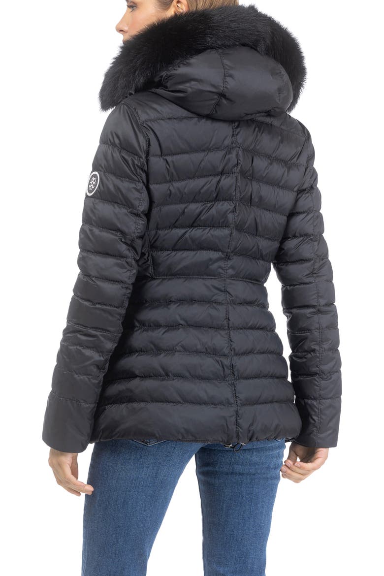 Apres-Ski Horizontal Short Jacket With Detachable Genuine Shearling Hood Trim, Alternate, color, BLACK/BLACK