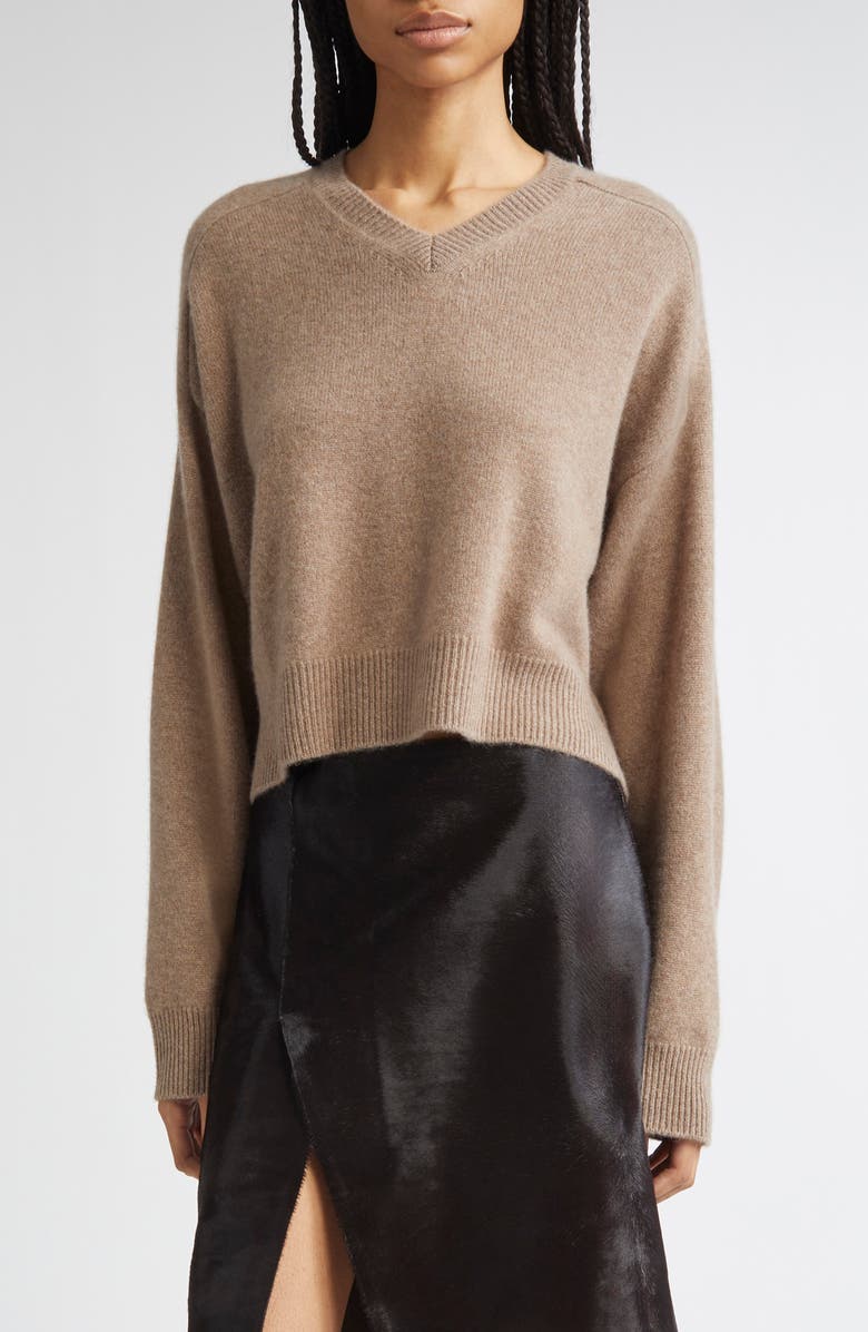 LOULOU DE SAISON Anzor Cashmere V-Neck Sweater, Main, color, Taupe Melange