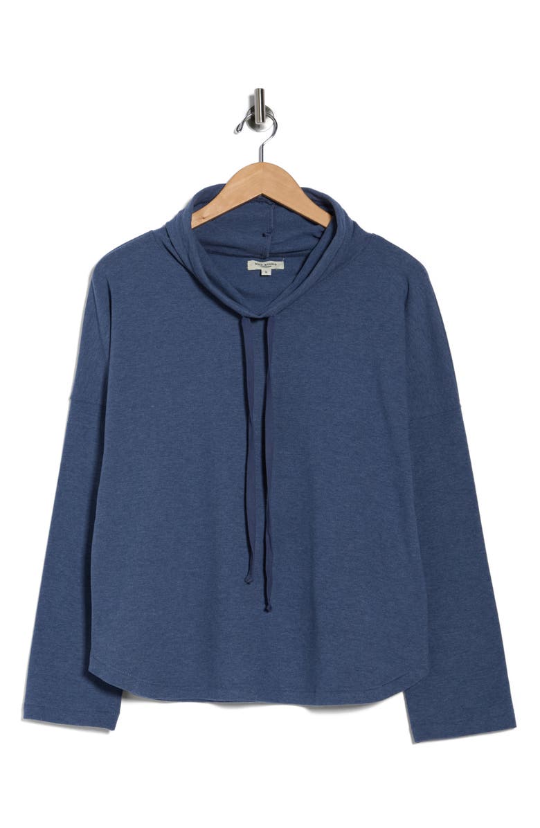 MAX STUDIO Funnel Neck Pullover, Main, color, Heather Denim