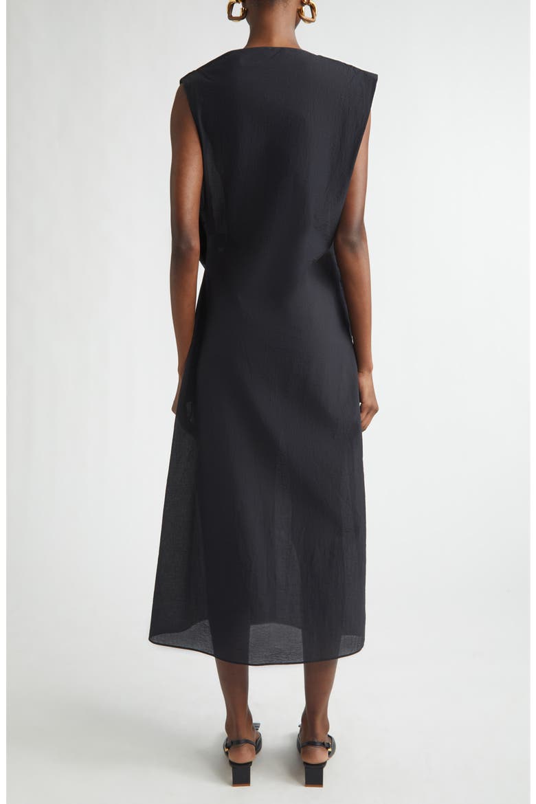 La Robe Drap Asymmetric Midi Dress, Alternate, color, BLACK