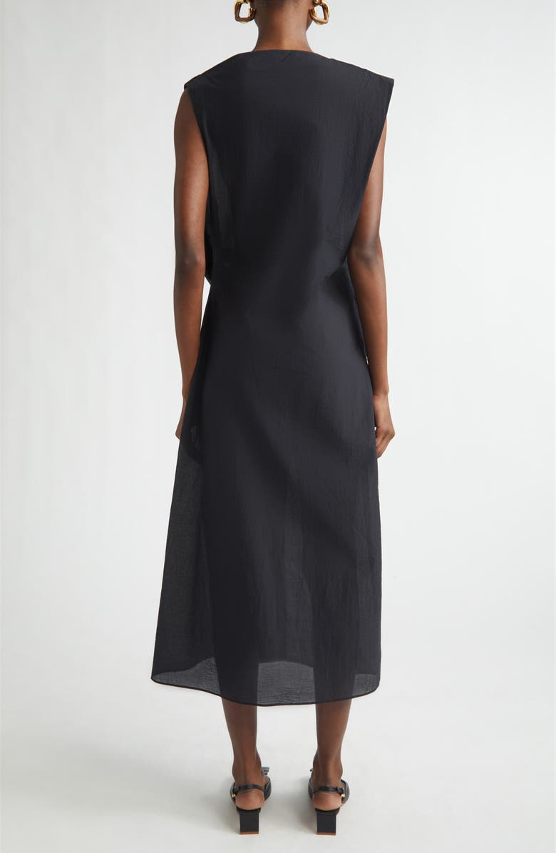 Jacquemus La Robe Drap Asymmetric Midi Dress, Alternate, color, Black