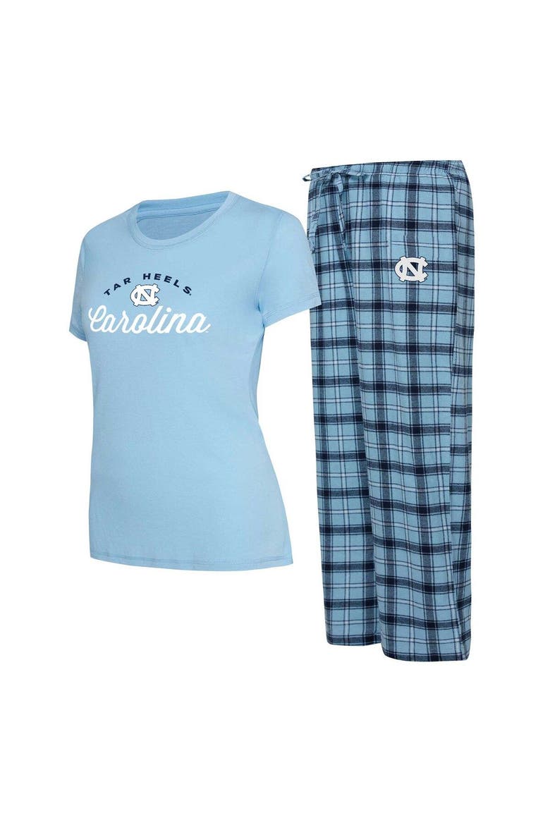 Women's Concepts Sport Carolina Blue/Navy North Carolina Tar Heels Arctic T-Shirt & Flannel Pants Sleep Set, Main, color, Light Blue