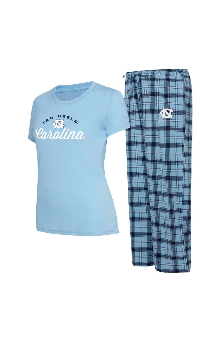 CONCEPTS SPORT Women's Concepts Sport Carolina Blue/Navy North Carolina Tar Heels Arctic T-Shirt & Flannel Pants Sleep Set, Main, color, 